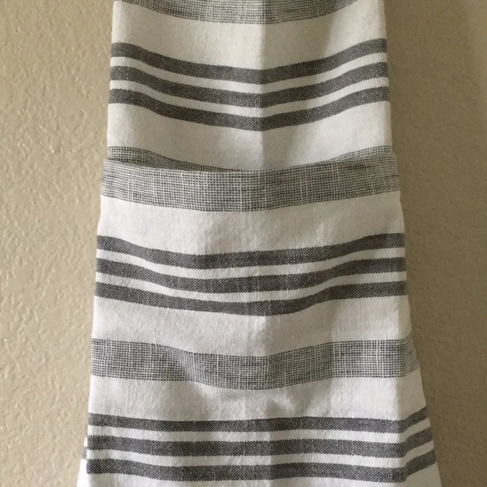 World Market Apron India 100% Cotton Farmhouse White Blue Stripe 29